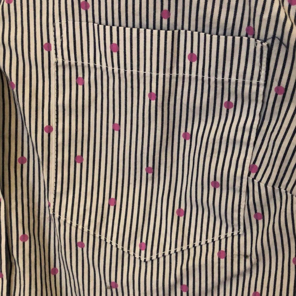 A New Day pink polka dot striped blouse - Picture 4 of 4